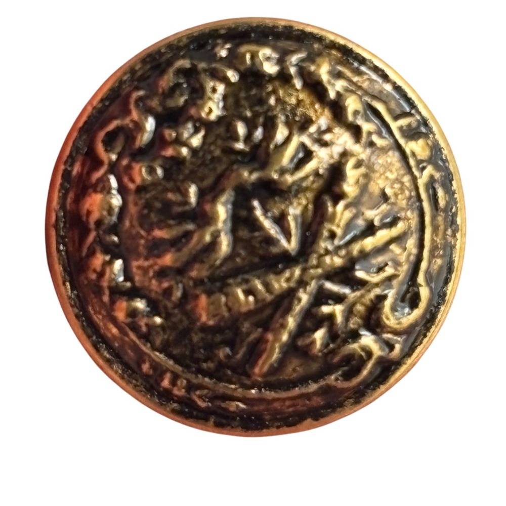 5-piece set of vintage Chi-Rho (Labarum) antique brass shank buttons